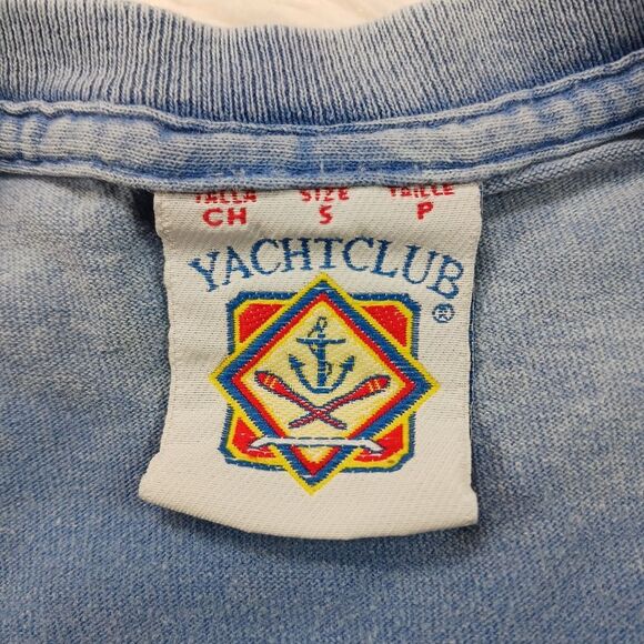 Yacht Club Cotton Tee Women's Small. Aruba Colorful Iguana Graphic/Faded Blue. - Picture 5 of 11